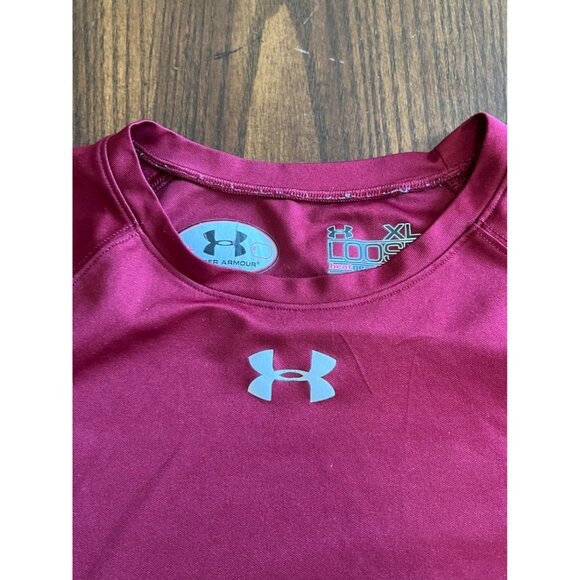 Under Armour Heat Gear Loose Short Sleeve Red Activewear T-Shirt Men's XL - Picture 3 of 7